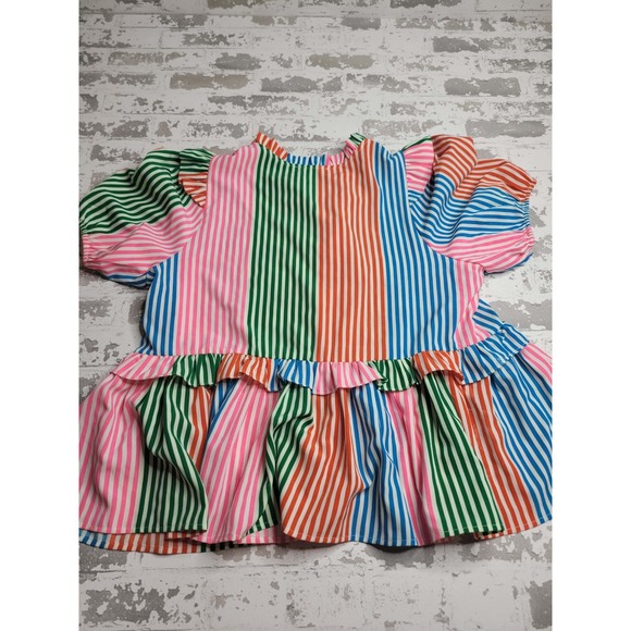 THML Colorful Striped V-Neck Ruffle Peplum Blouse Women's XL - Picture 5 of 6